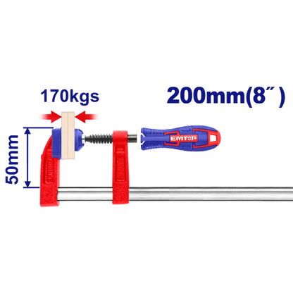 Serre joint 50X200MM force 170KG EMTOP ECLPF05201