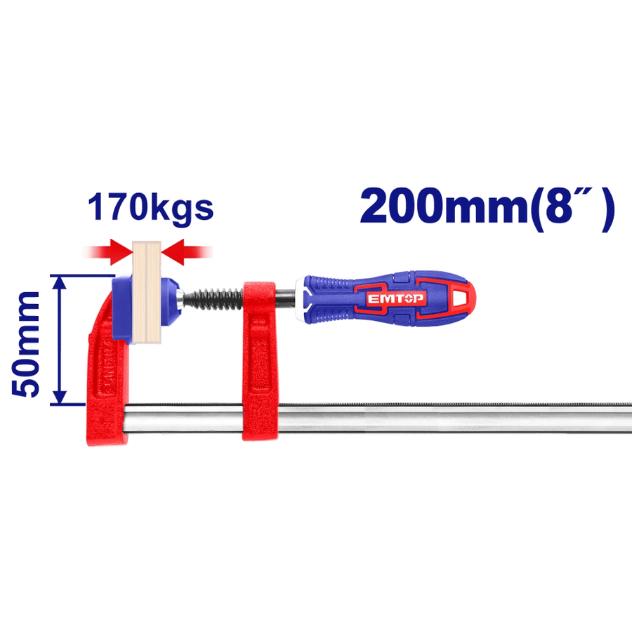 Serre joint 50X200MM force 170KG EMTOP ECLPF05201