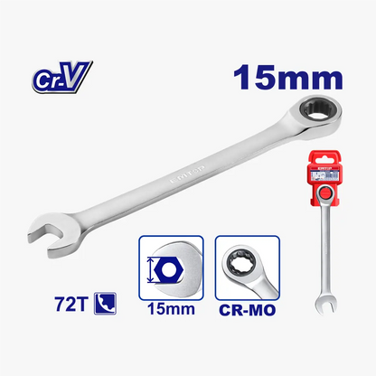 Clé mixte á cliquet t fixe 15MM EMTOP ECSPAR151