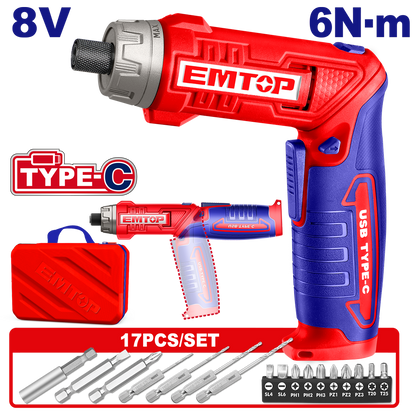 Perceuse viss reg 8V 4NM T-C+17AC EMTOP ECSR0803
