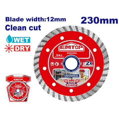 Disque diamant 230 L12 turbo EMTOP EDDC032301