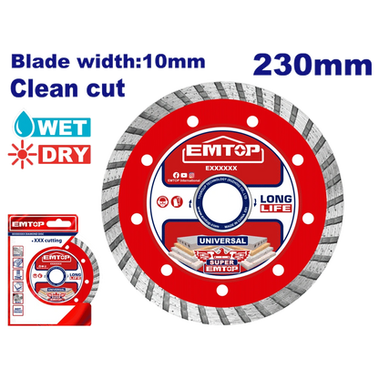 Disque diamant 230 L10 turbo EMTOP EDDC032302