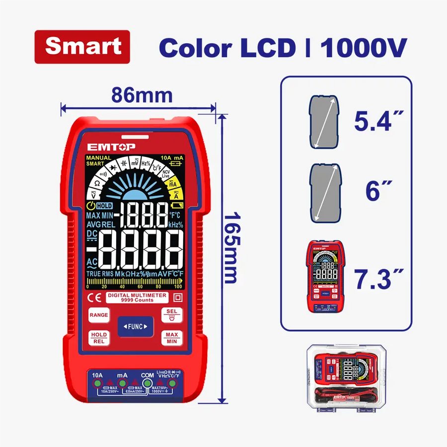 Multimètre numérique 9999P 1000V EMTOP EDMR5110004
