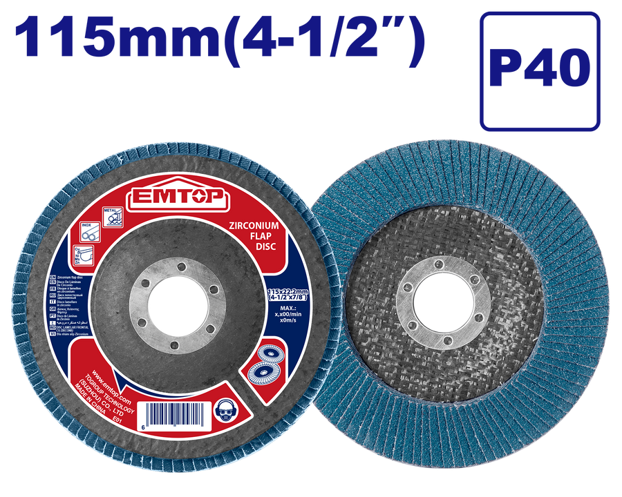 Disque a lamelle zirconium 115MM EMTOP EFDS1156