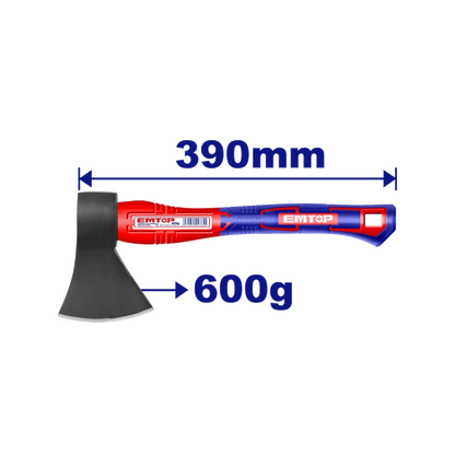 Hache 600G 390MM manche fibre EMTOP EHAMAX0600