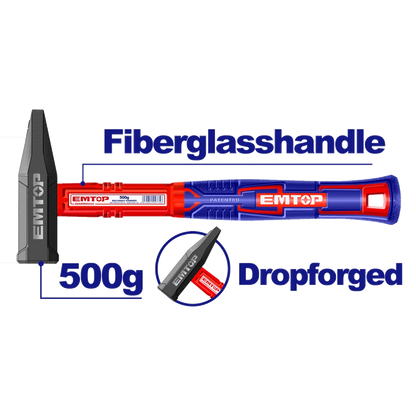 Marteau 500G manche en fibre EMTOP EHAMMH0500