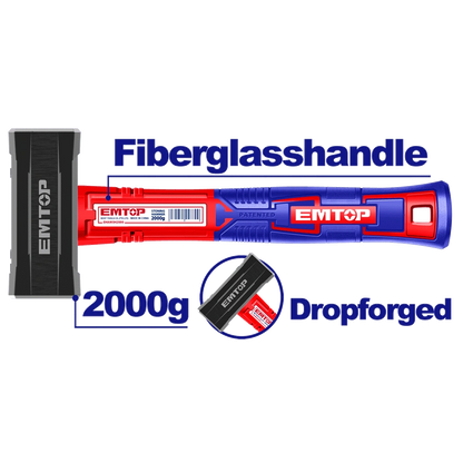 Masse carrée 2000G manche fibre EMTOP EHAMSH2000