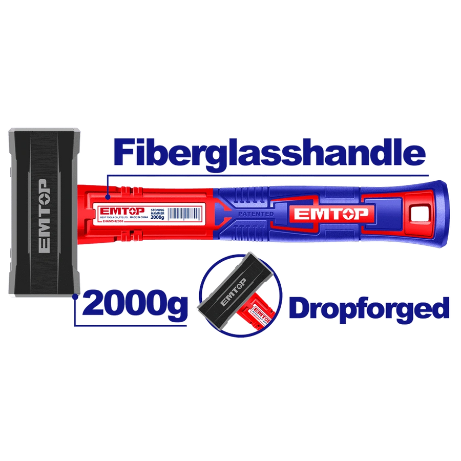 Masse carrée 2000G manche fibre EMTOP EHAMSH2000