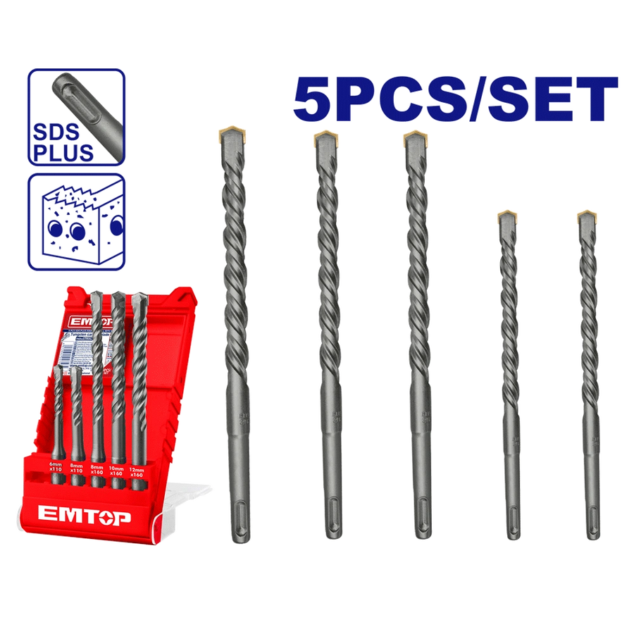 Jeu de 5 meches a beton sds+ 6-16 EMTOP EHDR12052