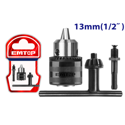Mandrin à clé de 13 mm +adaptateur EMTOP EKCK1302