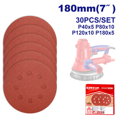 Lot de 30 feuille abrasive EMTOP EKRS180030