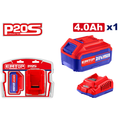 Lot batterie 4AH + chargeur EMTOP ELBCPK1214