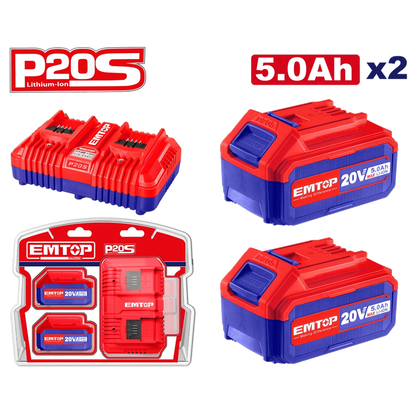 Lot de 2 batteries 5AH+CHARGEUR EMTOP ELBCPK2425