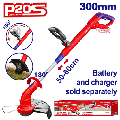 Débrousailleuse 20V 300MM EMTOP ELGT20018