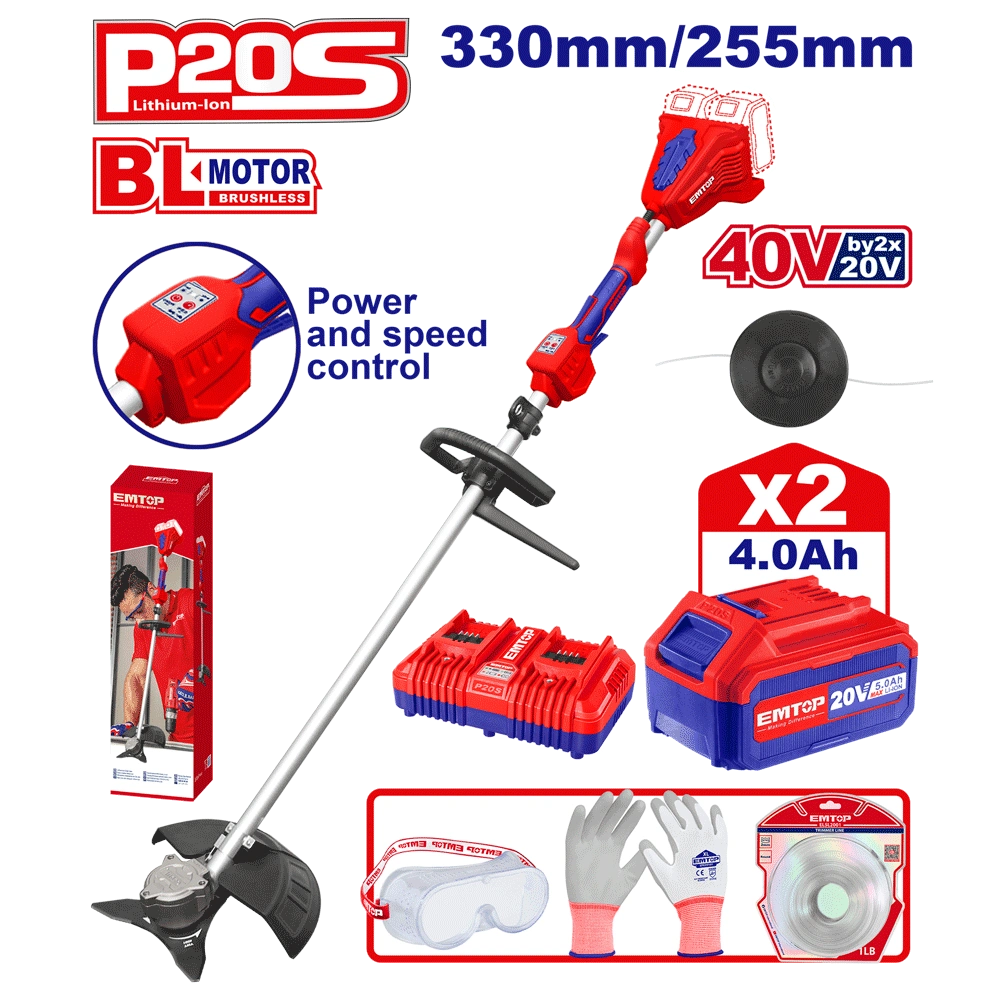 Coupe bordures-herbe brush 40V+AC EMTOP ELMR200285