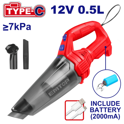 Aspirateur portable 12V type-c EMTOP ELVC2026
