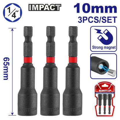 Jeu 3 de tourne-écrous 10*65MM EMTOP EMNS1031