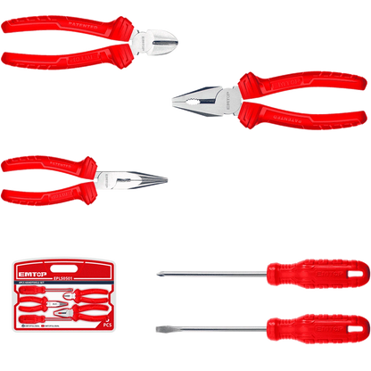 Jeu outils á main 5P 3PINCE+2 tour EMTOP EPLS0501