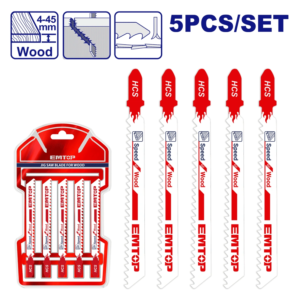 Jeu de 5 lames bois scie souteuse EMTOP ESBT111C