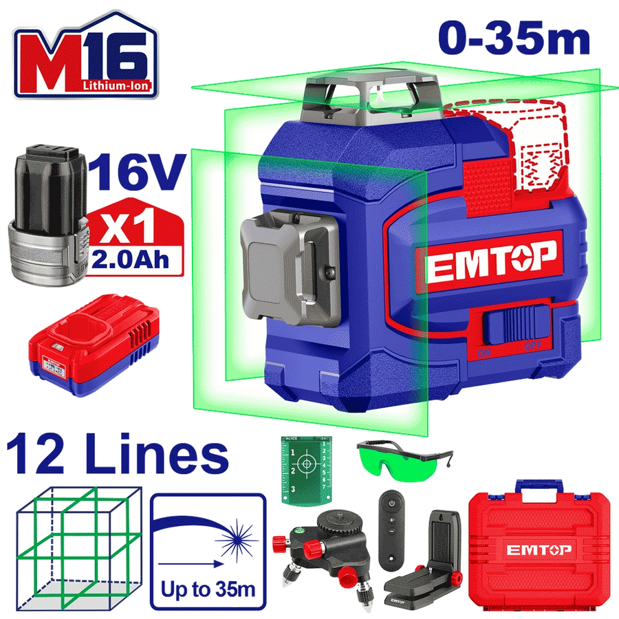Laser 12 lignes 16V vert 35M EMTOP ESLE12301