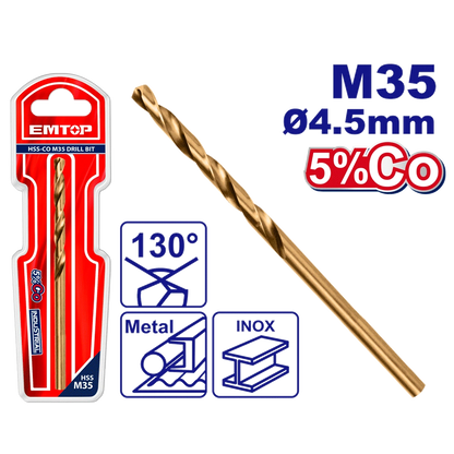 Mèches acie M35 HSS ø 4.5MM EMTOP ETDB130451