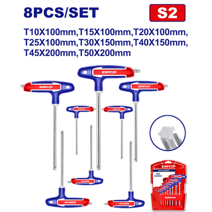 Jeu de 8 clés torx f-t EMTOP ETHW6063