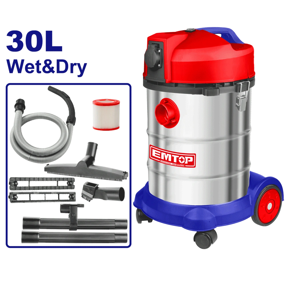 Aspirateur sec et humide 1400W 30L EMTOP EVCR1401