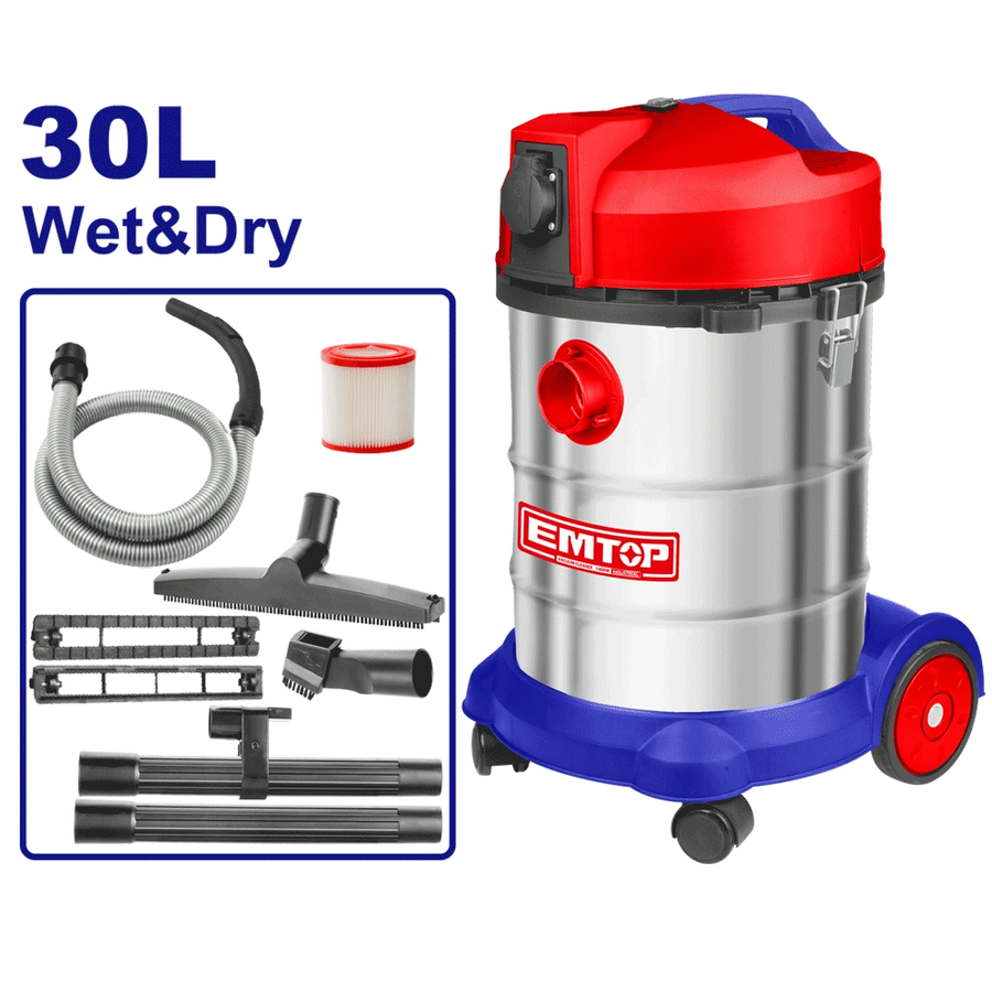 Aspirateur sec et humide 1400W 30L EMTOP EVCR1401