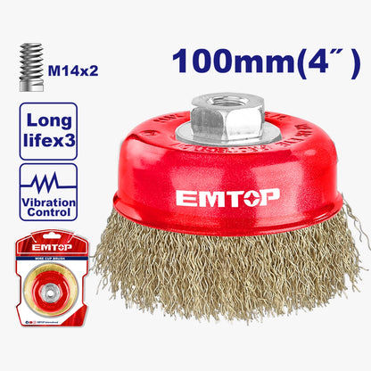 Brosse metalique Ø100MM RPM8500R EMTOP EWCB11005