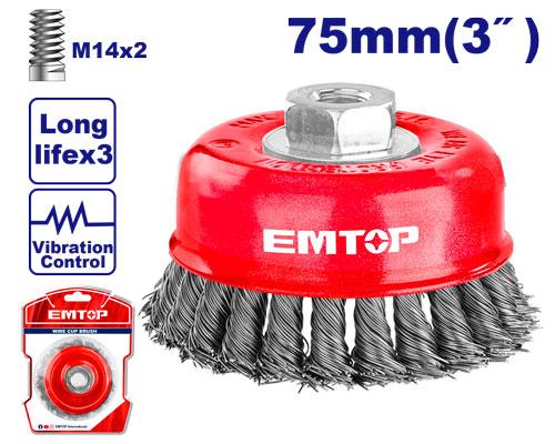 Brosse métallique Ø75MM RPM12500R EMTOP EWCB20755