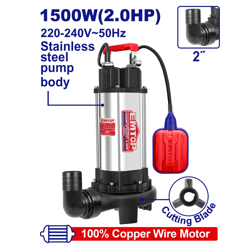 Pompe sub 2″2CV H14.5M 350L/MIN EMTOP EWPPQD15001