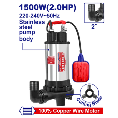 Pompe sub 2″2CV H14.5M 350L/MIN EMTOP EWPPQD15001