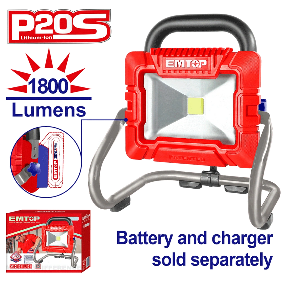 Projecteur LED 1800 lumens 20V EMTOP LWL2025