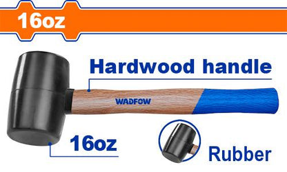 WADFOW maillet caoutchouc noir m/bois 450g WMB7302