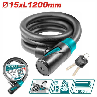 Antivol vélo TOTAL acier tressé 15mm 1200mm clé TBK11512 - SME IMPORT