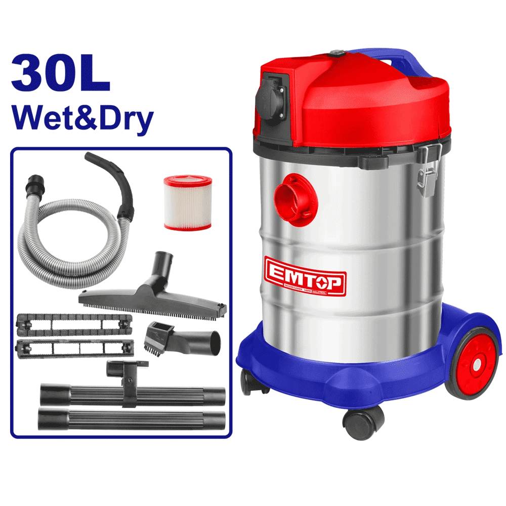 Aspirateur sec et humide 1400W 30L EMTOP EVCR1401 - SME IMPORT