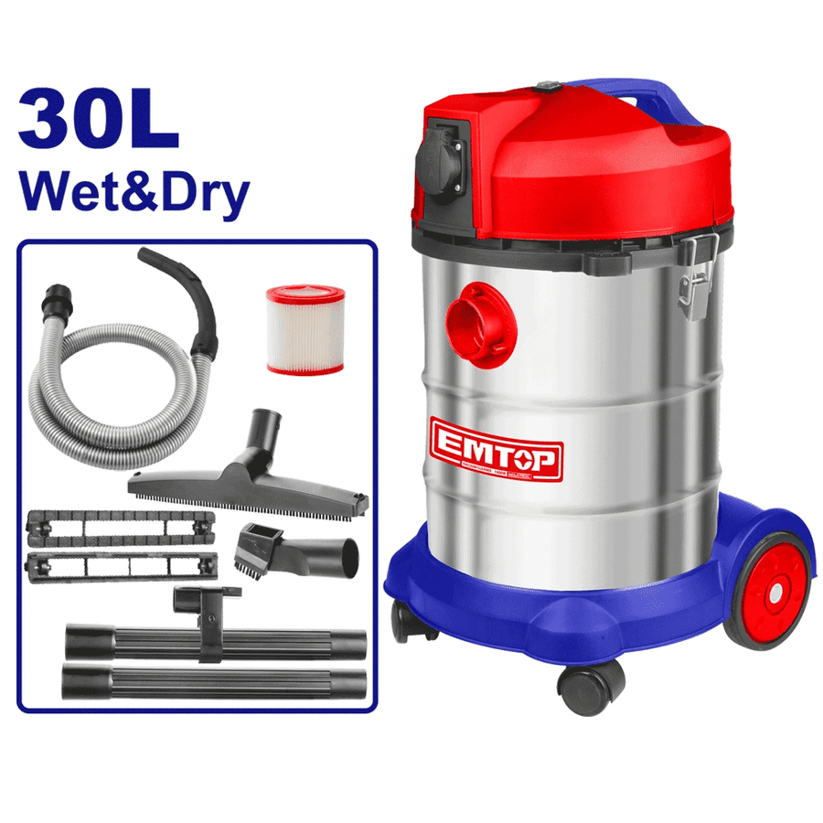 Aspirateur sec et humide 1400W 30L EMTOP EVCR1401 - SME IMPORT