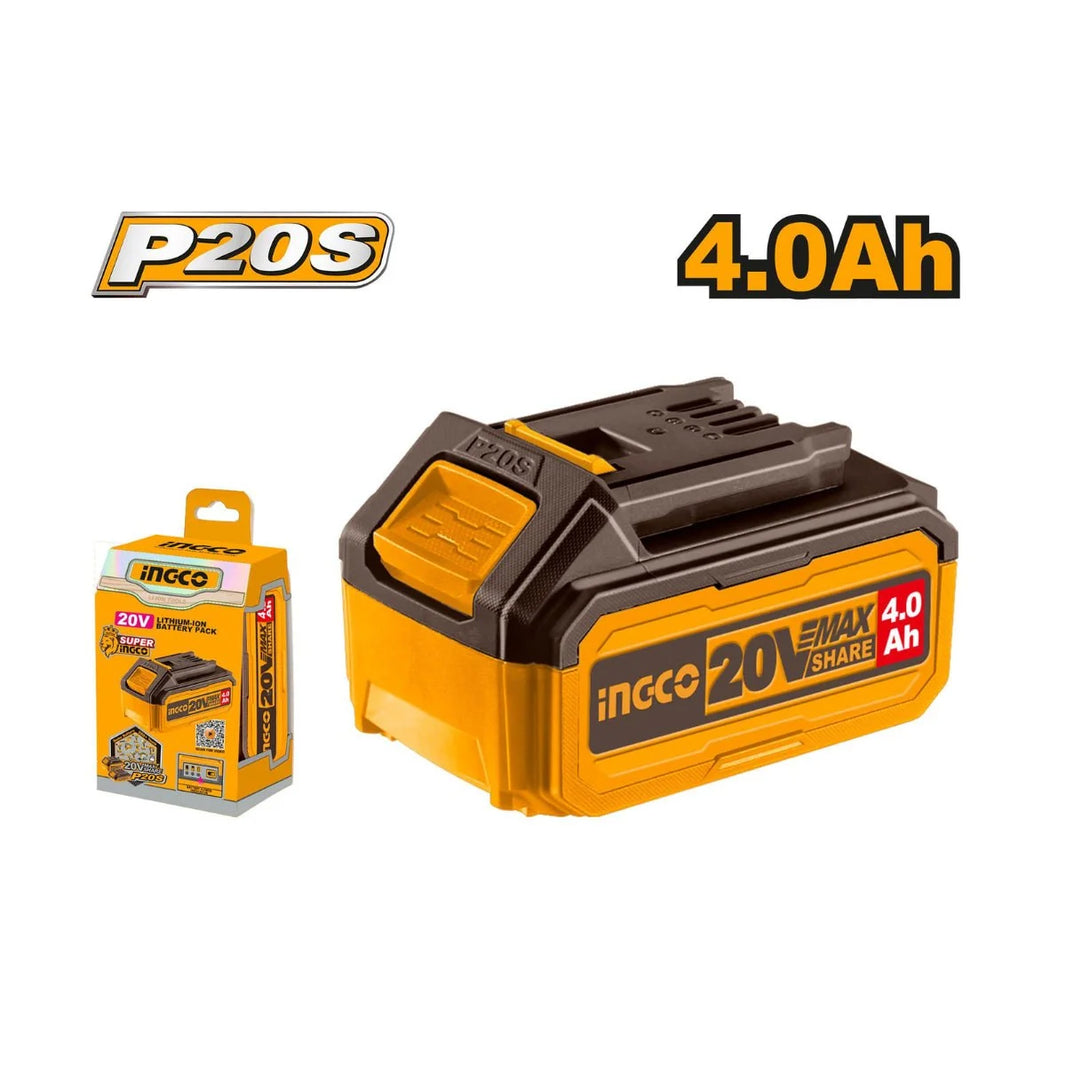 Batterie au lithium 20 V 4,0 Ah INGCO – FBLI200214 | Autonomie longue durée pour vos outils P20S