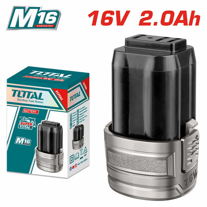 Batterie lithium ion 16V 2Ah pour série M16 TOTAL tools TFBLI1620 haute performance - SME IMPORT