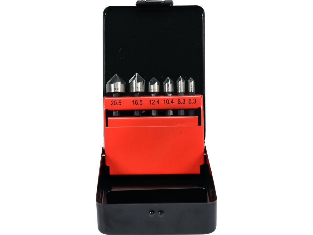 BOITE FRAISE POUR CHANFREIN ARRET DE TROUE ACIER DUR 6.3-20.5 MM 6Pcs — YATO YT-44729 - SME IMPORT