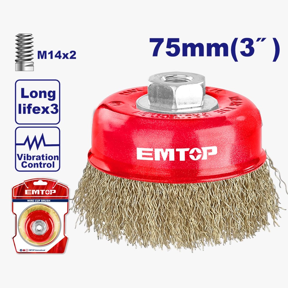 Brosse metalique Ø75MM RPM8500R EMTOP EWCB10755 - SME IMPORT
