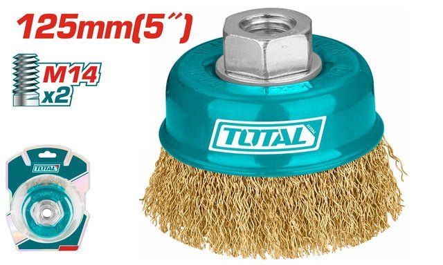 Brosse métallique 125mm écrou M14 nettoyage ébavurage pour meuleuse TOTAL TAC31051 - SME IMPORT
