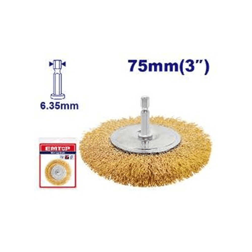 Brosse métallique circulaire+tige EMTOP EWCB40751 - SME IMPORT