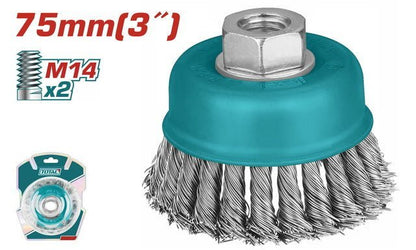Brosse torsadée à fil 75 mm M14x2 planage et décapage TOTAL TAC32031 - SME IMPORT
