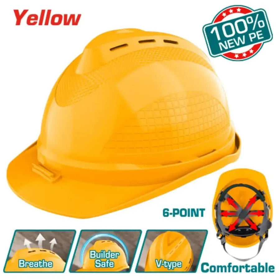Casque de protection jaune TSP8601 6 points v type TOTAL - SME IMPORT