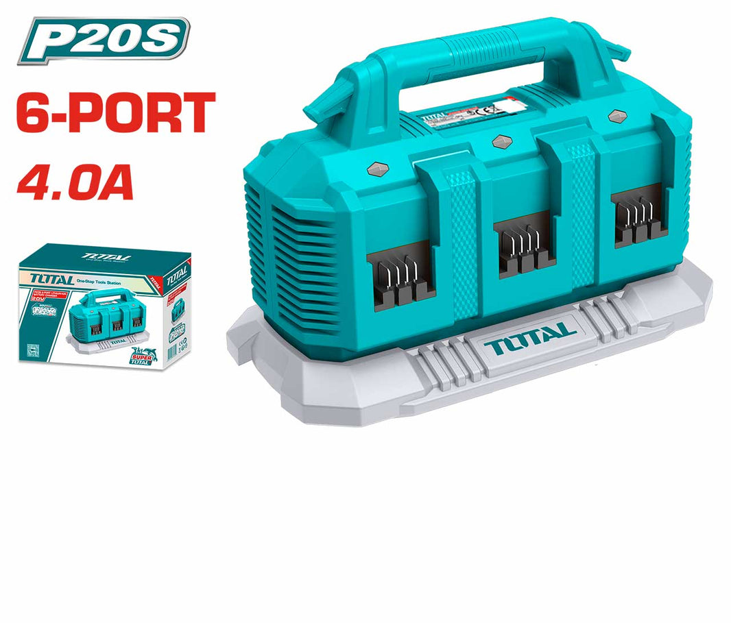 Chargeur batterie 6 ports 4Ah 20V TOTAL recharge TFCLI2064 puissant et fiable - SME IMPORT