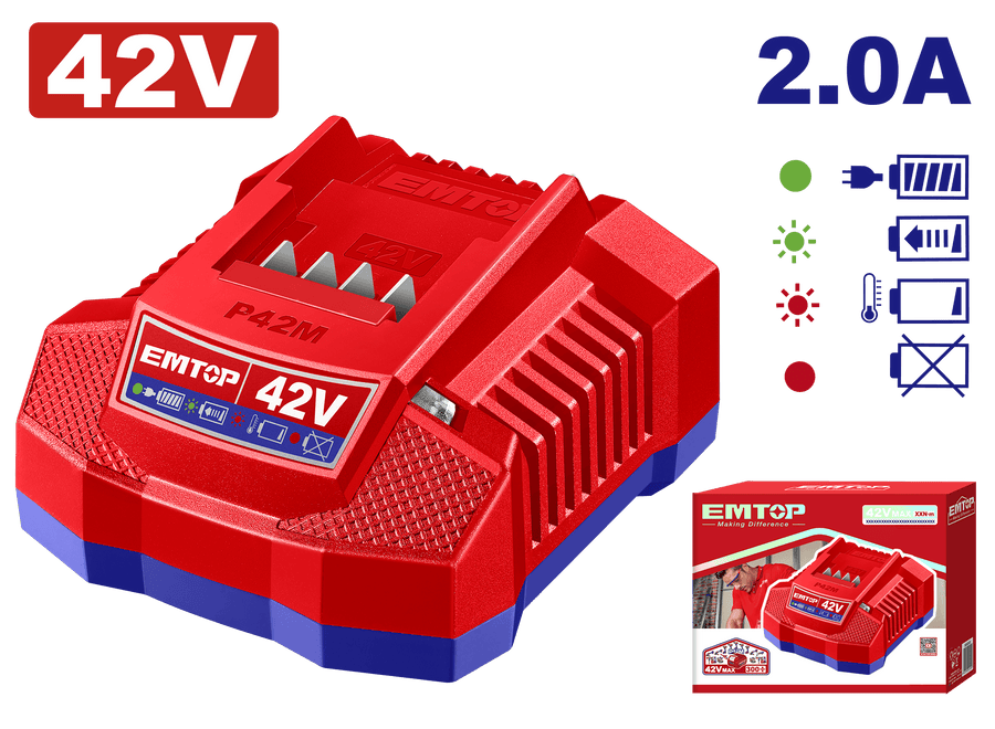 Chargeur de batterie 2AH 42V EMTOP EFCR42021 - SME IMPORT