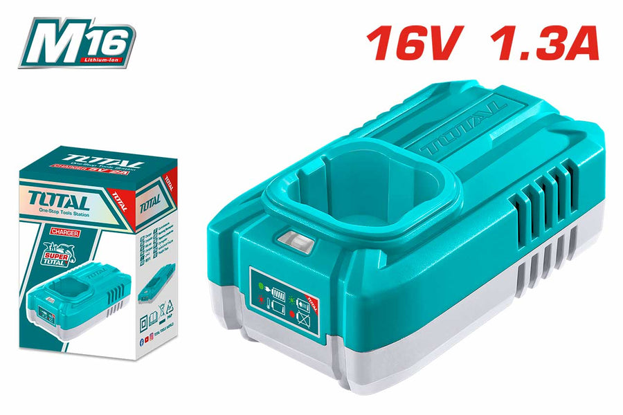 Chargeur Li-Ion 16V 1,3Ah recharge rapide TOTAL TFCLI1613 - SME IMPORT
