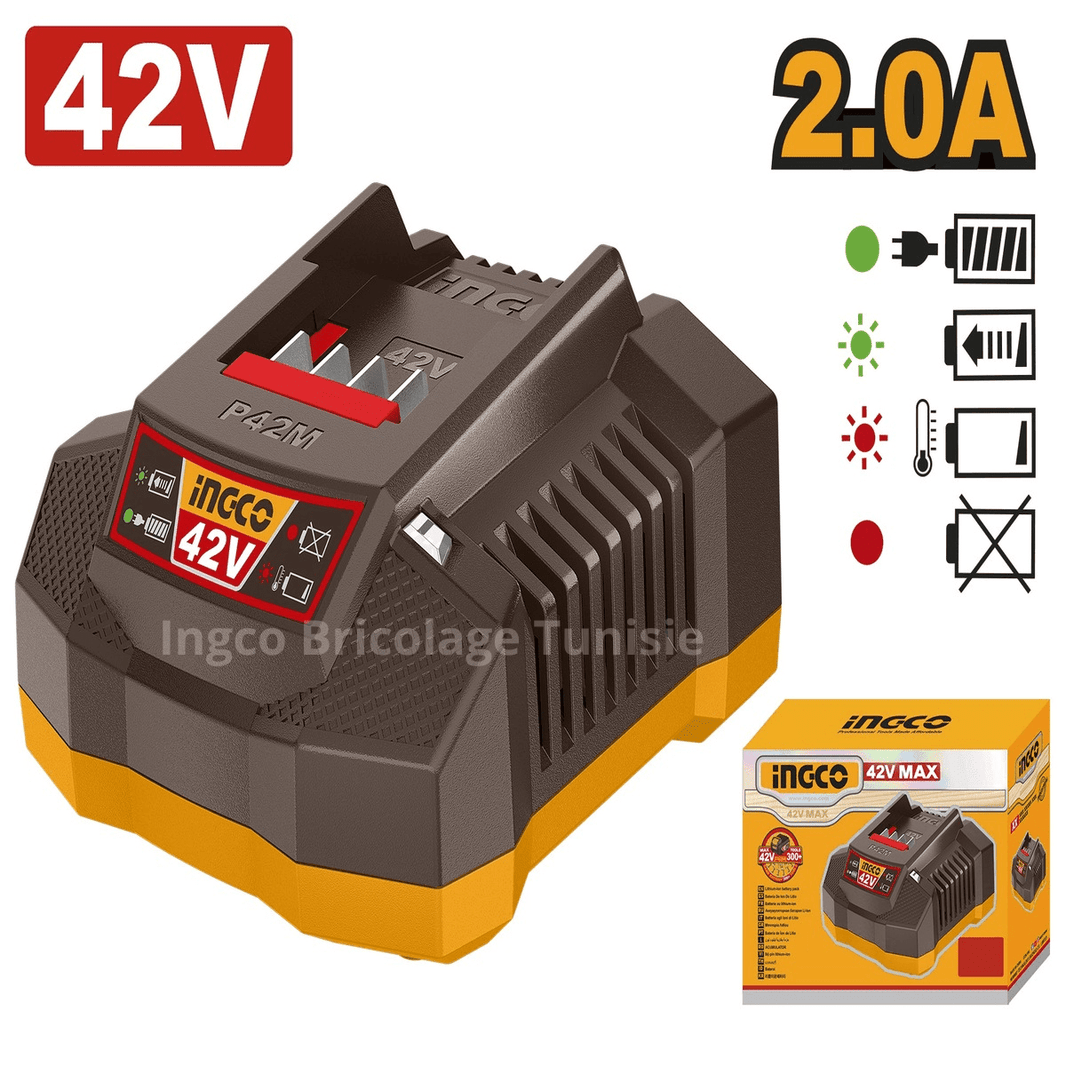 Chargeur Rapide INGCO 42V 2.0A – FCLI42021 - SME IMPORT