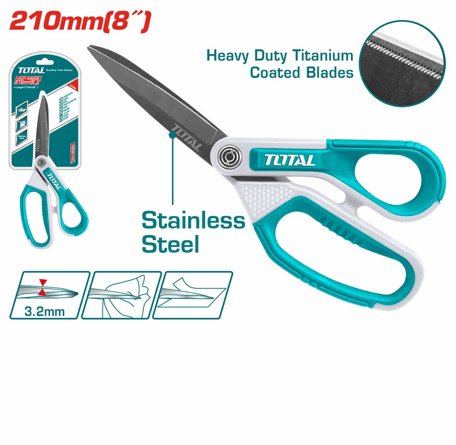 Ciseaux à lame longue 210 mm acier Inox plaqué titane précision TOTAL THSCRS812108 - SME IMPORT